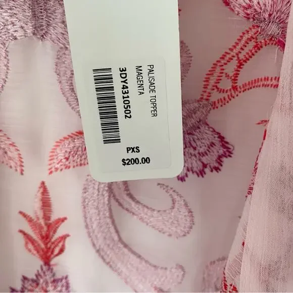 Soft Surroundings NWTs Palisade Topper Open Kimono Magenta Soft Pink Embroidered